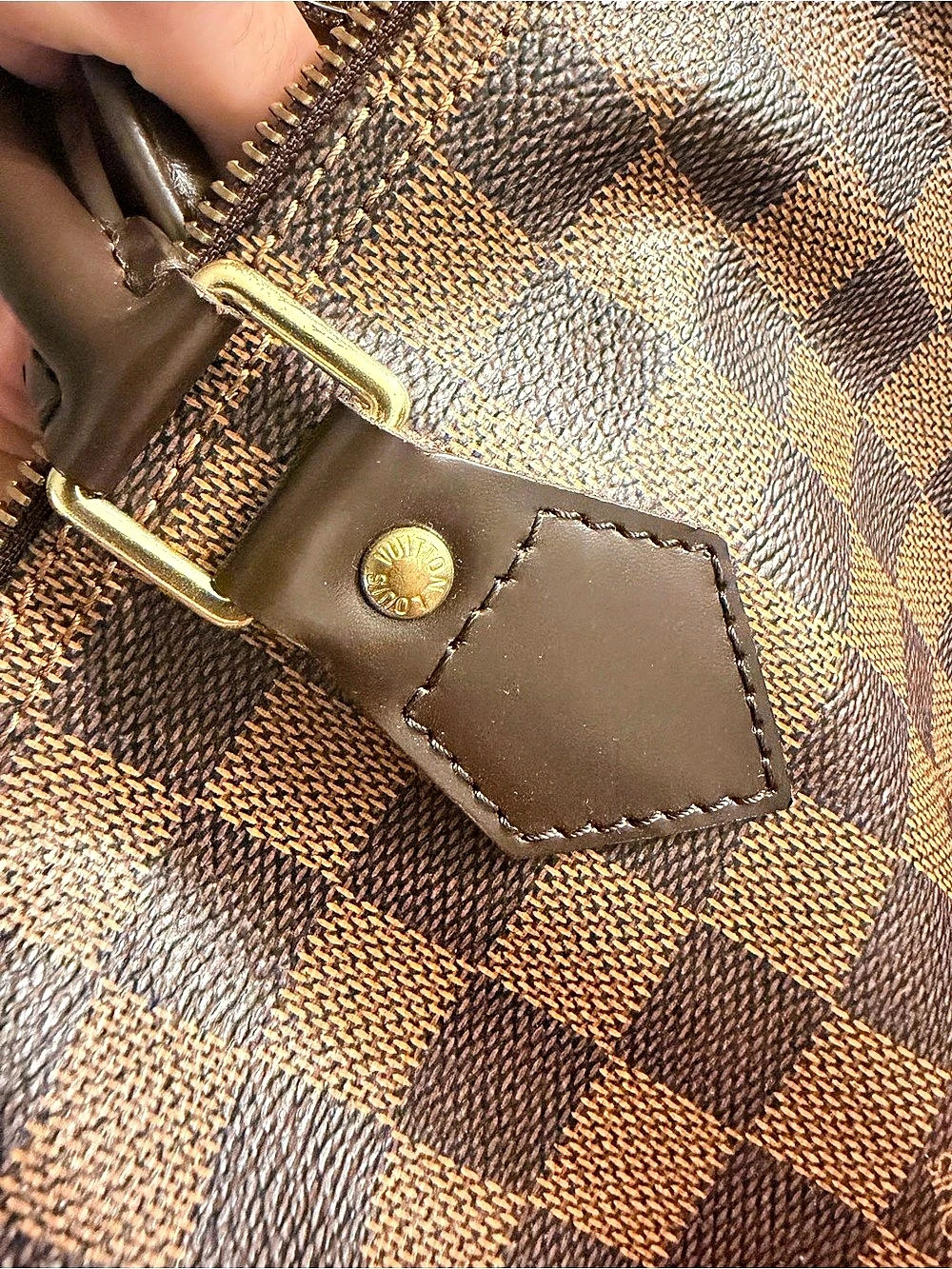 Louis Vuitton Damier Ebene Speedy 30 Satchel in Brown & Gold - Picture 7 of 7